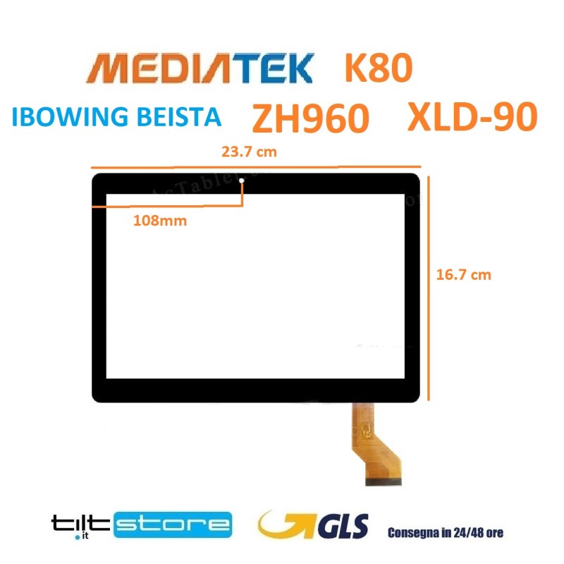VETRO TOUCH SCREEN MEDIATEK XLD-90 ZH960 MEDIATEK K80 GT10PG127 HN-1040 SCHERMO NERO