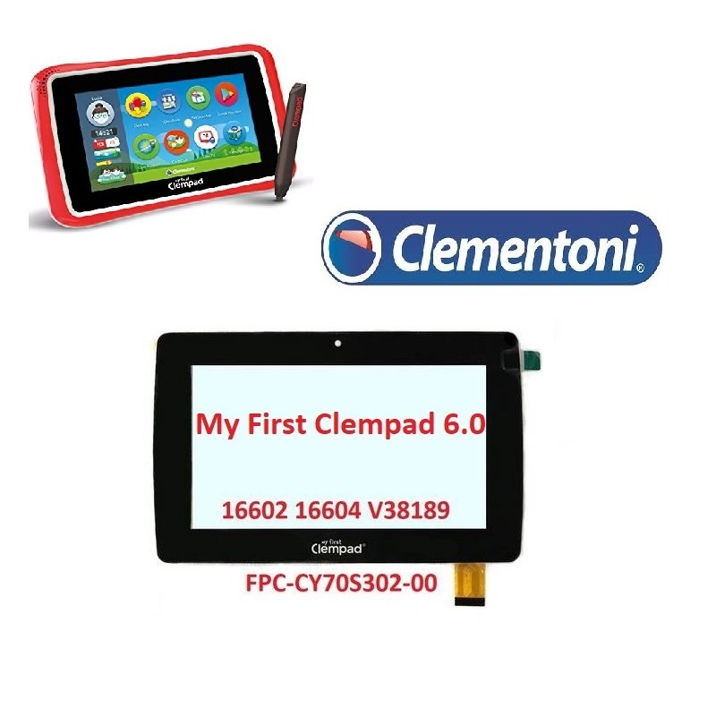 VETRO TOUCH SCREEN MY FIRST CLEMPAD V38189 16602 V43819 16604 FPC-CY70S302-00 NERO