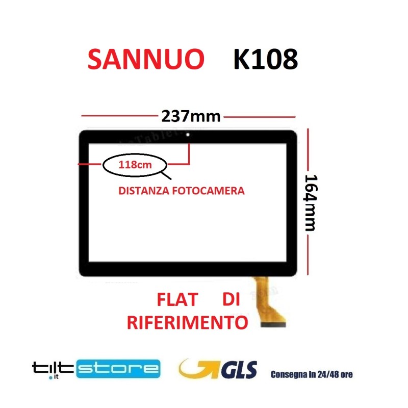 VETRO TOUCH SCREEN SANNUO K108 SCHERMO NERO