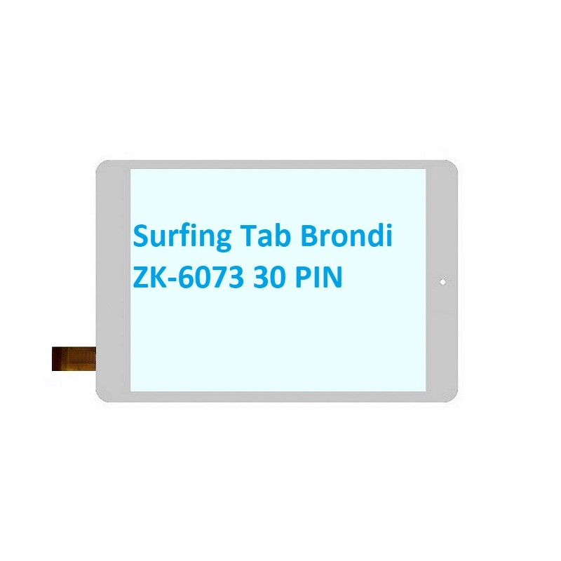 VETRO TOUCH SCREEN Surfing Tab Brondi flat ZK-6073 30 PIN Bianco