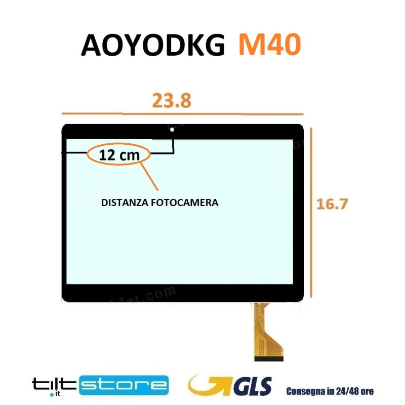 VETRO TOUCH SCREEN TABLET AOYODKG M40 FLAT Angs-ctp-101206 CAMERA CENTRALE SCHERMO NERO