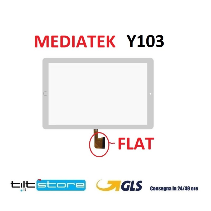 VETRO TOUCH SCREEN TABLET MEDIATEK Y103 SCHERMO BIANCO COMPLETO DI BIADESIVO