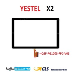 VETRO TOUCH SCREEN TABLET YESTEL X2 SCHERMO NERO COMPLETO DI BIADESIVO