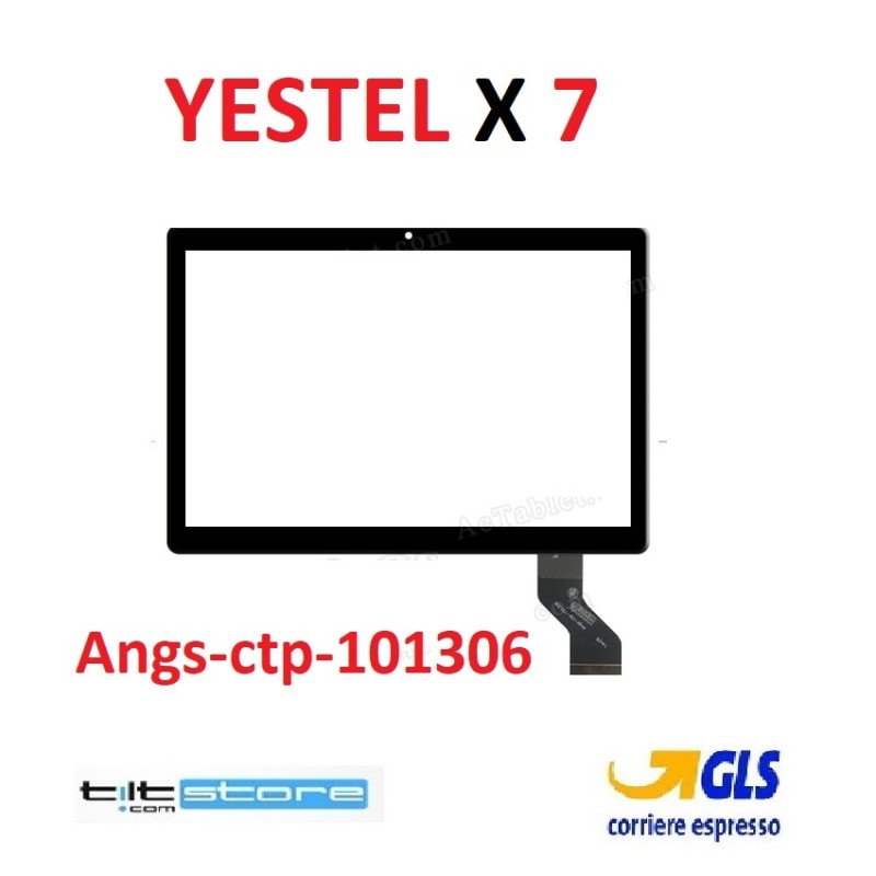 VETRO TOUCH SCREEN TABLET YESTEL X7 SCHERMO NERO COMPRESO DI BIADESIVO