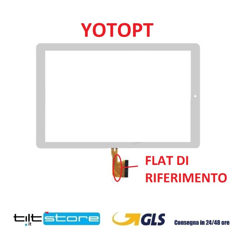 VETRO TOUCH SCREEN TABLET YOTOPT SCHERMO COMPLETO DI BIADESIVO BIANCO