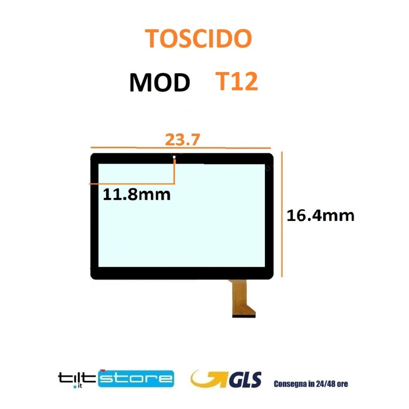 VETRO TOUCH SCREEN TOSCIDO MOD T12 FLAT MCX-1278 SCHERMO NERO