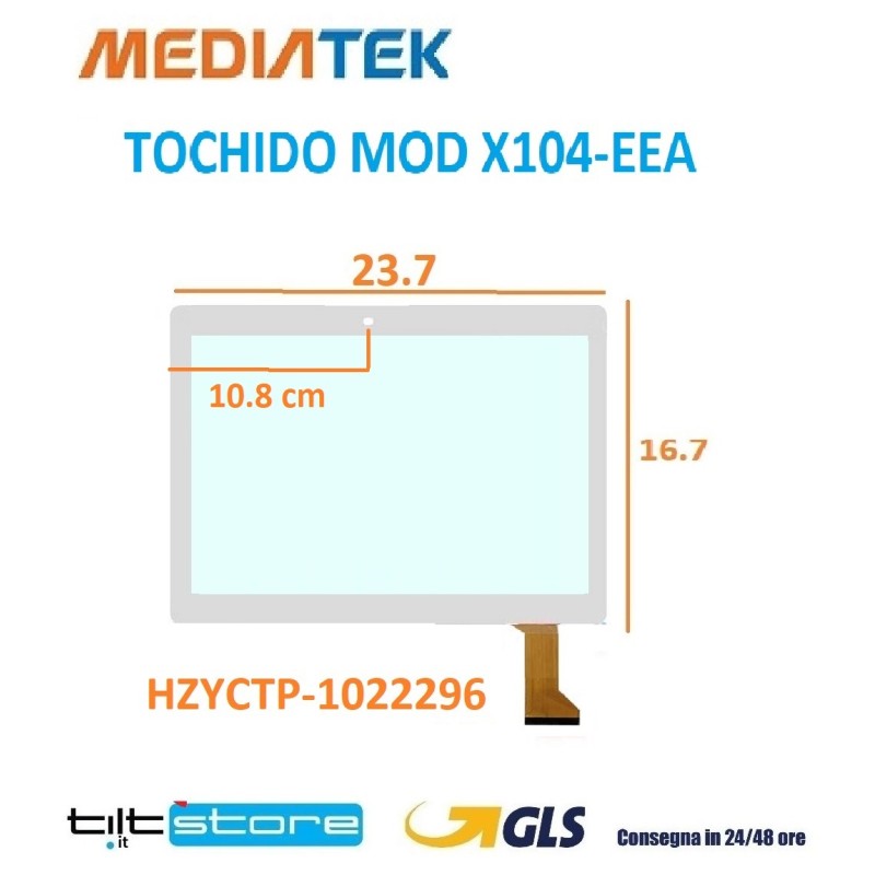 VETRO TOUCH SCREEN TOSCIDO MOD X104-EEA HZYCTP-1022296 SCHERMO BIANCO