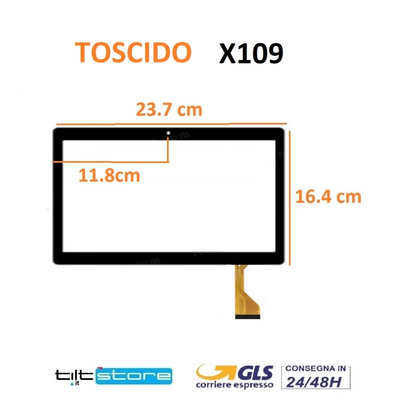 VETRO TOUCH SCREEN TOSCIDO X109 CAMERA CENTRALE SCHERMO NERO