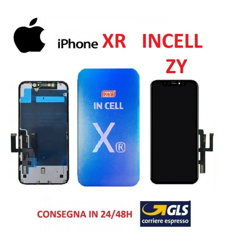 DISPLAY LCD IPHONE XR ZY INCELL APPLE SCHERMO VETRO NERO