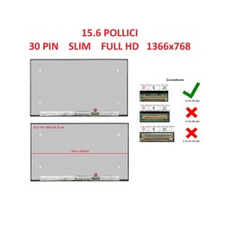 DISPLAY LCD 15.6 POLLICI 30 PIN SLIM HD 1366x768 NT156WHM-N46 NO BRACKET SCHERMO PC