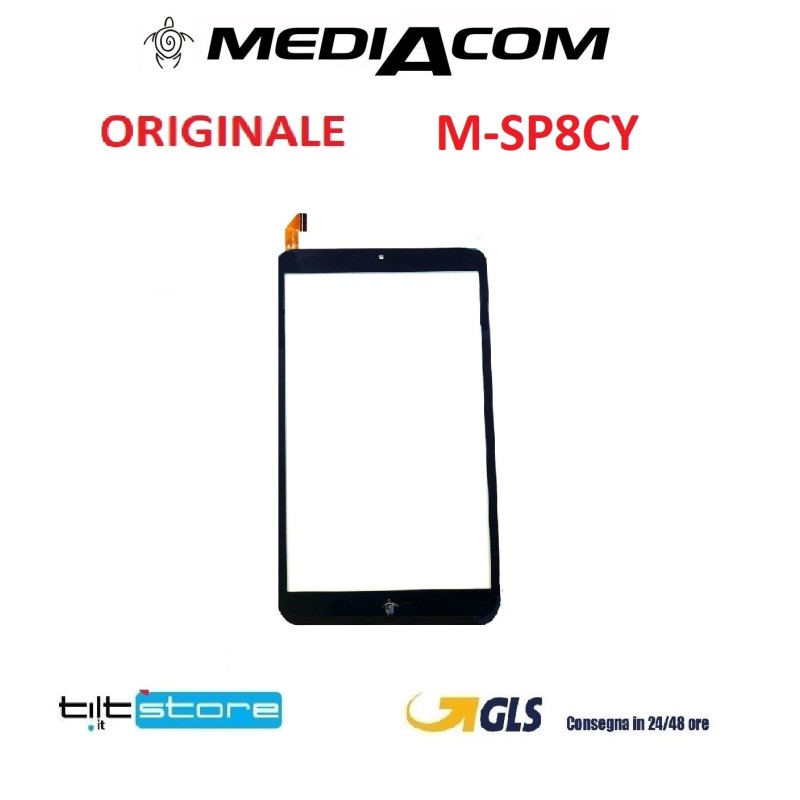 VETRO TOUCH SCREEN MEDIACOM SMARTPAD IYO 8 M-SP8CY SCHERMO NERO