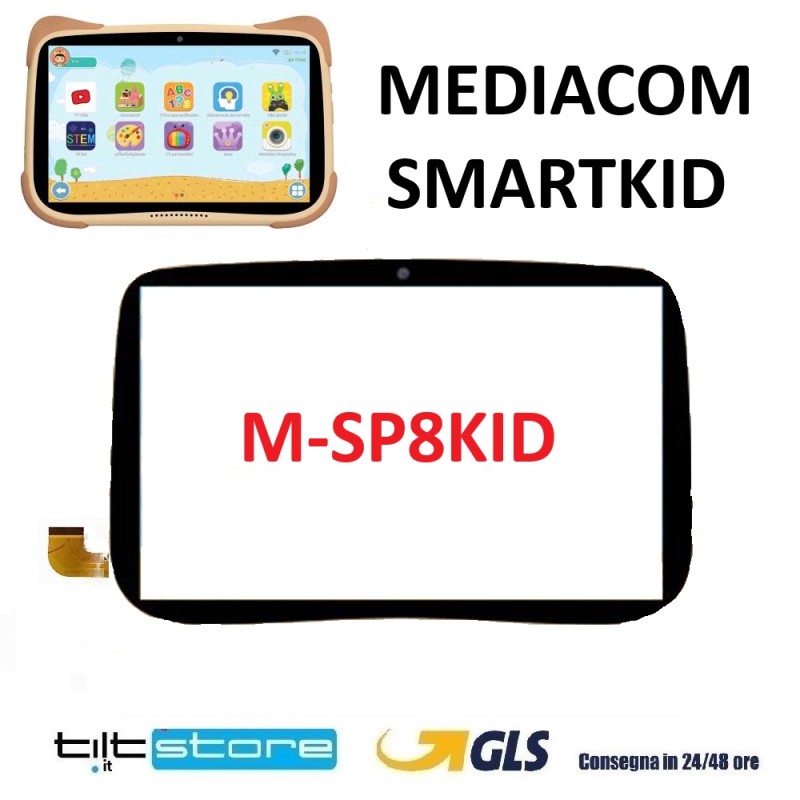 VETRO TOUCH SCREEN MEDIACOM SMARTKID M-SP8KID SCHERMO NERO