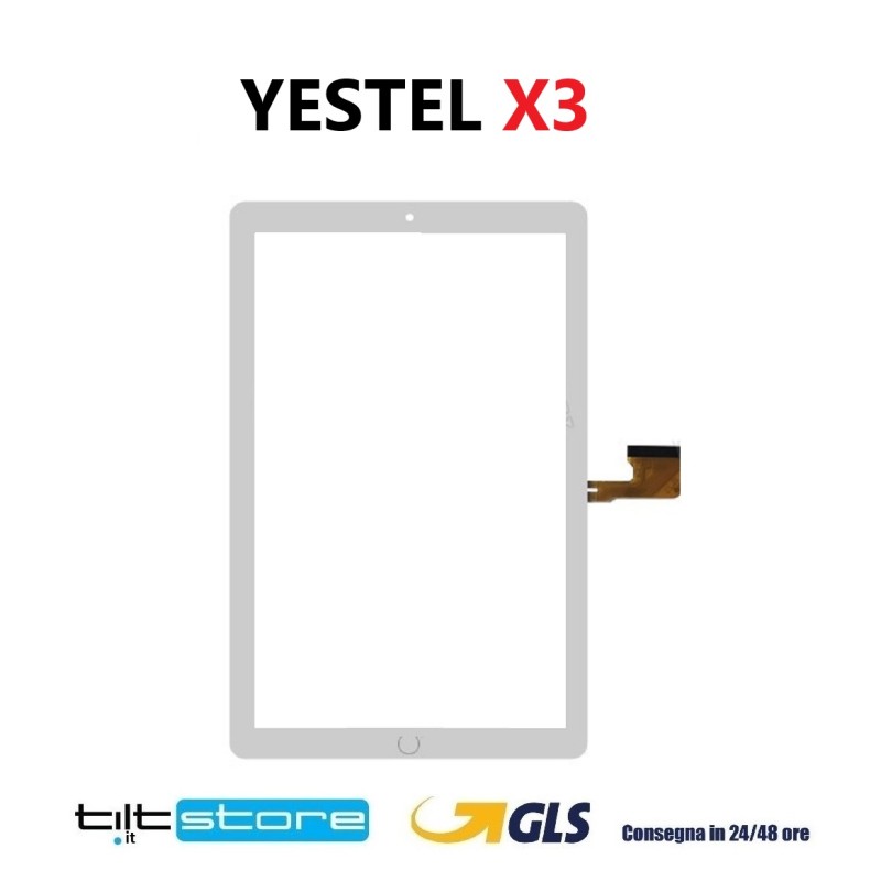 VETRO TOUCH SCREEN TABLET YESTEL X3 SCHERMO NERO COMPLETO DI BIADESIVO