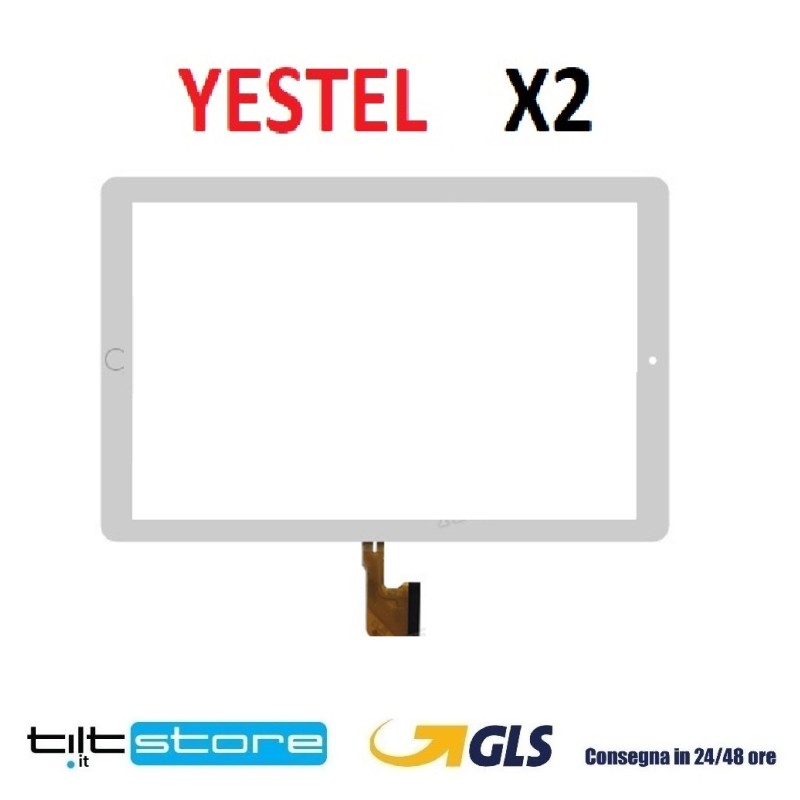 VETRO TOUCH SCREEN TABLET YESTEL X2_EEA SCHERMO BIANCO COMPLETO DI BIADESIVO