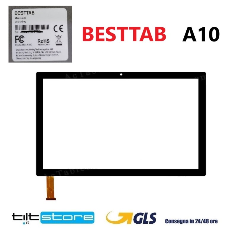 VETRO TOUCH SCREEN BESTTAB A10 SCHERMO ORIGINALE NERO