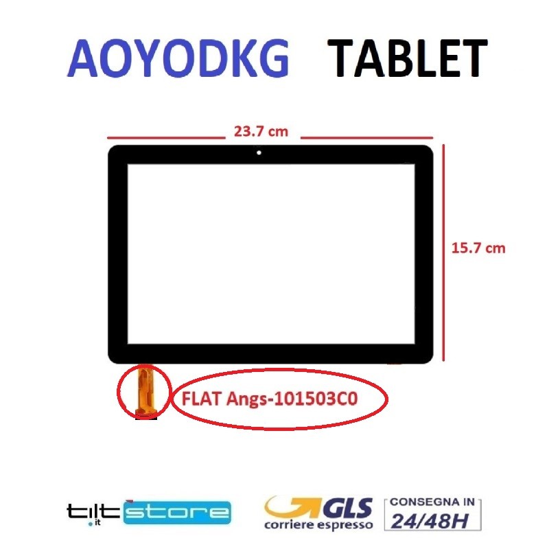 VETRO TOUCH SCREEN TABLET FLAT Angs-101503C0 SCHERMO NERO