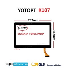 VETRO TOUCH SCREEN YOTOPT K107 FLAT HN-1040-FPC-V1 SCHERMO NERO