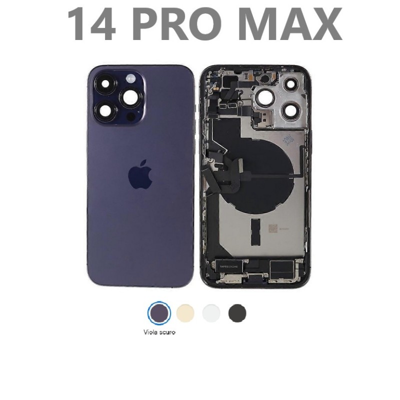 SCOCCA POSTERIORE IPHONE 14 PRO MAX VIOLA PURPLE COMPLETA DI FLAT ORIGINALE