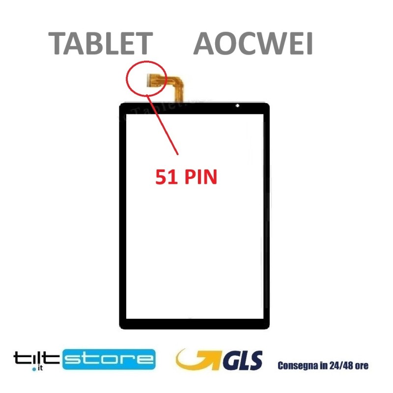 VETRO TOUCH SCREEN TABLET AOCWEI FLAT CX3420 FPC-V01 51 PIN SCHERMO NERO