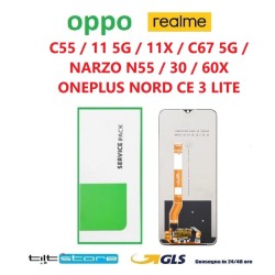 DISPLAY LCD REALME C55 / 11 5G / 11X / C67 5G / NARZO N55 / 30 / 60X ONEPLUS NORD CE 3 LITE SCHERMO OEM PARI ORIGINALE