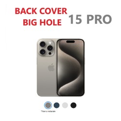 VETRO POSTERIORE IPHONE 15 PRO TITANIO NATURALE CON GANCI E PLACCA DI METALLO E VETRINI FOTOCAMERA E NFC