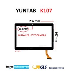 VETRO TOUCH SCREEN YUNTAB K107 FLAT YLD-CEGA442 SCHERMO NERO