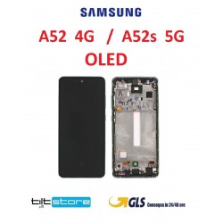  DISPLAY LCD OLED PER SAMSUNG GALAXY A52S 5G SM A528 A528B TOUCH FRAME NERO