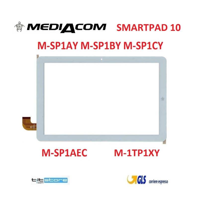 VETRO TOUCH SCREEN MEDIACOM SMARTPAD IYO 10 M-SP1AY M-SP1BY M-SP1CY SCHERMO BIANCO