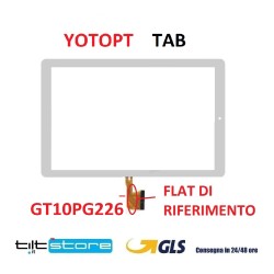 VETRO TOUCH SCREEN TABLET YOTOPT TAB FLAT GT10PG226 SCHERMO COMPLETO DI BIADESIVO BIANCO